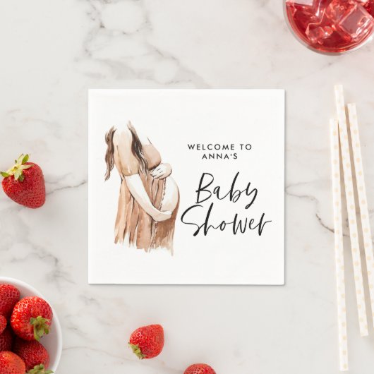 Baby shower waterverf illustratie eenvoudig script servet (Insitu)