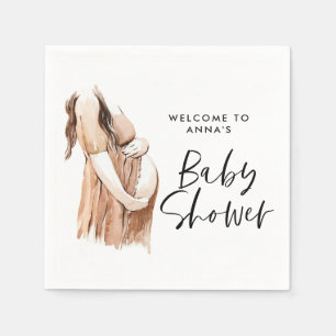 Baby shower waterverf illustratie eenvoudig script servet