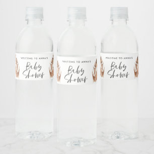 Baby shower waterverf illustratie eenvoudig script waterfles etiket
