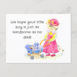 Baby shower waterverf kat briefkaart