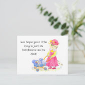 Baby shower waterverf kat briefkaart (Staand voorkant)