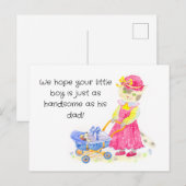 Baby shower waterverf kat briefkaart (Voorkant / Achterkant)