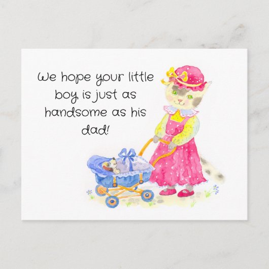 Baby shower waterverf kat briefkaart (Voorkant)