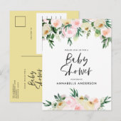 Baby shower waterverf lemon girly script uitnodiging briefkaart (Voorkant / Achterkant)