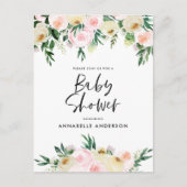 Baby shower waterverf lemon girly script uitnodiging briefkaart (Voorkant)