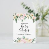 Baby shower waterverf lemon girly script uitnodiging briefkaart (Staand voorkant)