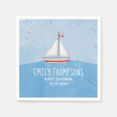 Baby shower Waterverf Leuke grillige zeilboot Servet (Voorkant)