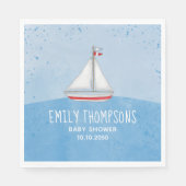 Baby shower Waterverf Leuke grillige zeilboot Servet (Voorkant)