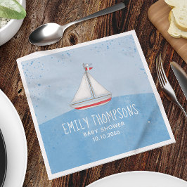 Baby shower Waterverf Leuke grillige zeilboot Servet