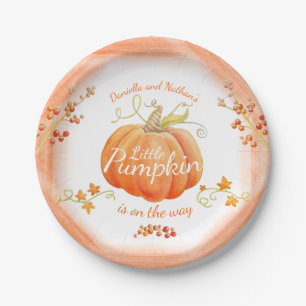 Baby shower waterverf met pompoen papieren bordje