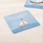Baby shower Waterverf Nautical Ship Whimsical Kartonnen Onderzetters (Schuin)
