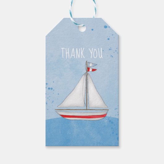 Baby shower Waterverf Nautisch Dank je wel Cadeaulabel (Voorkant)