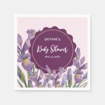 Baby shower Waterverf Paars Irises Botanische Fav
