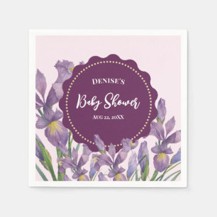 Baby shower Waterverf Paars Irises Botanische Fav Servet