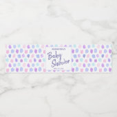 Baby shower Waterverf Patroon Paarse Script Waterfles Etiket (Enkel label)