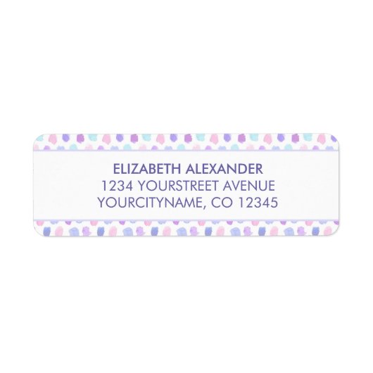 Baby shower Waterverf Patroon Paarse Typografie Etiket (Voorkant)