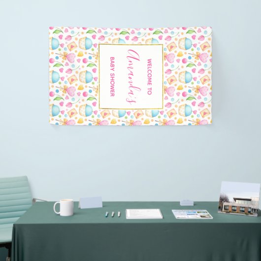 Baby shower Waterverf Patroon Spandoek (Beurs)