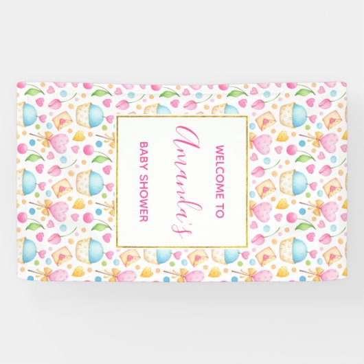 Baby shower Waterverf Patroon Spandoek (Horizontaal)