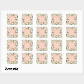 Baby shower waterverf peach girly florly script vierkante sticker (Vel)
