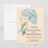 Baby shower waterverf per post uitnodiging briefkaart (Voorkant / Achterkant)