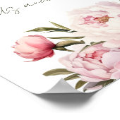 Baby shower Waterverf pioenen kaarten en geschenke Poster (Hoek)