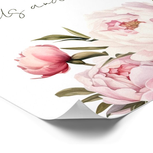 Baby shower Waterverf pioenen kaarten en geschenke Poster (Hoek)