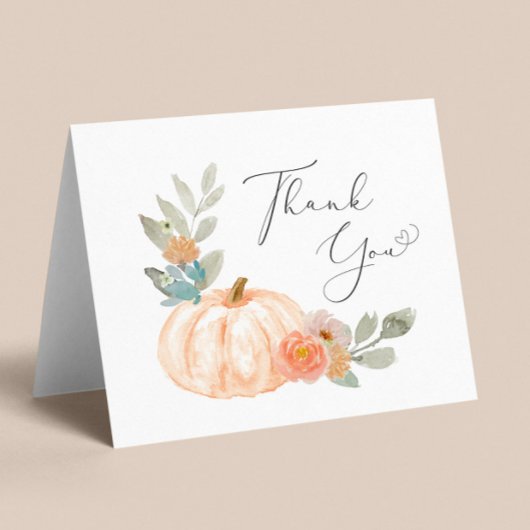 Baby shower Waterverf pompoen Bedankkaart