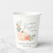 Baby shower Waterverf pompoen Papieren Bekers (Achterkant)