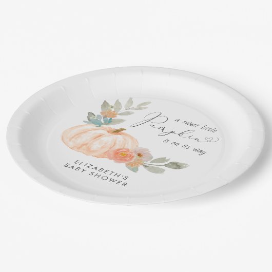 Baby shower Waterverf pompoen Papieren Bordje (Gekanteld)