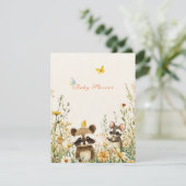 Baby shower Waterverf Racoon Muis Vlinders Kaart (Staand voorkant)