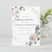 Baby Shower | Waterverf Roos mosterd Aankondiging (Staand voorkant)