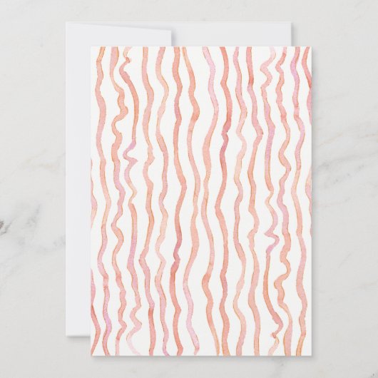 baby shower Waterverf Roze Flamingo Leaf Stripe Kaart (Achterkant)