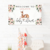 Baby shower Waterverf Roze Floral Welkom Spandoek (Insitu)