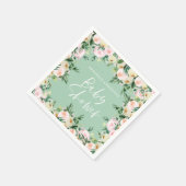 Baby shower waterverf roze floregroen servet (Hoek)