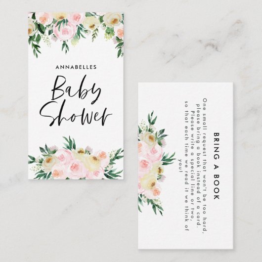 Baby shower waterverf roze girale game visitekaartje (Voorkant / Achterkant)