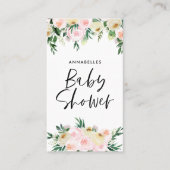Baby shower waterverf roze girale game visitekaartje (Voorkant)