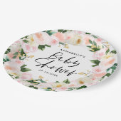 Baby shower waterverf roze girale vorm papieren bordje (Gekanteld)