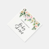 Baby shower waterverf roze girale vorm servet (Hoek)