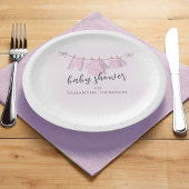 Baby shower Waterverf roze meisje waslijn Papieren Bordje