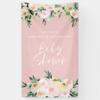 Baby shower waterverf roze roze floranje schrift