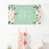 Baby shower waterverf roze roze floranje schrift spandoek (Insitu)
