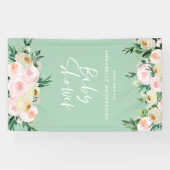 Baby shower waterverf roze roze floranje schrift spandoek (Horizontaal)