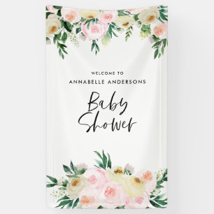 Baby shower waterverf roze roze floranje schrift spandoek