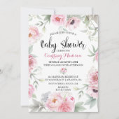 Baby shower Waterverf Roze Rozen Bloemen Kaart (Voorkant)