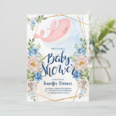 Baby Shower | Waterverf Roze walvisuitnodiging Kaart (Staand voorkant)