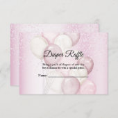 Baby shower Waterverf Roze Wit Ballonnen Feest Informatiekaartje (Voorkant / Achterkant)