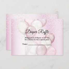 Baby shower Waterverf Roze Wit Ballonnen Feest Informatiekaartje