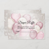 Baby shower Waterverf Roze Wit Ballonnen Feest Informatiekaartje (Voorkant / Achterkant)