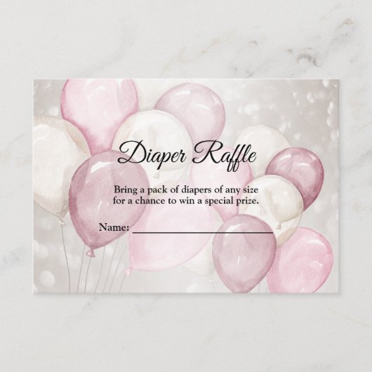 Baby shower Waterverf Roze Wit Ballonnen Feest Informatiekaartje (Voorkant)