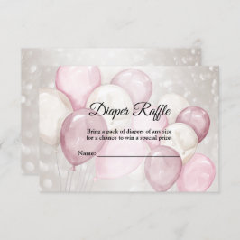 Baby shower Waterverf Roze Wit Ballonnen Feest Informatiekaartje